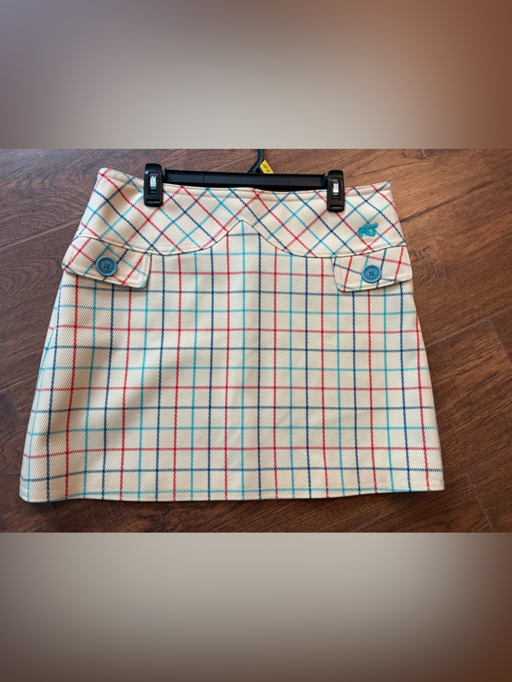 Marc Jacobs Cream Plaid Mini Skirt with Blue & Red Windowpane